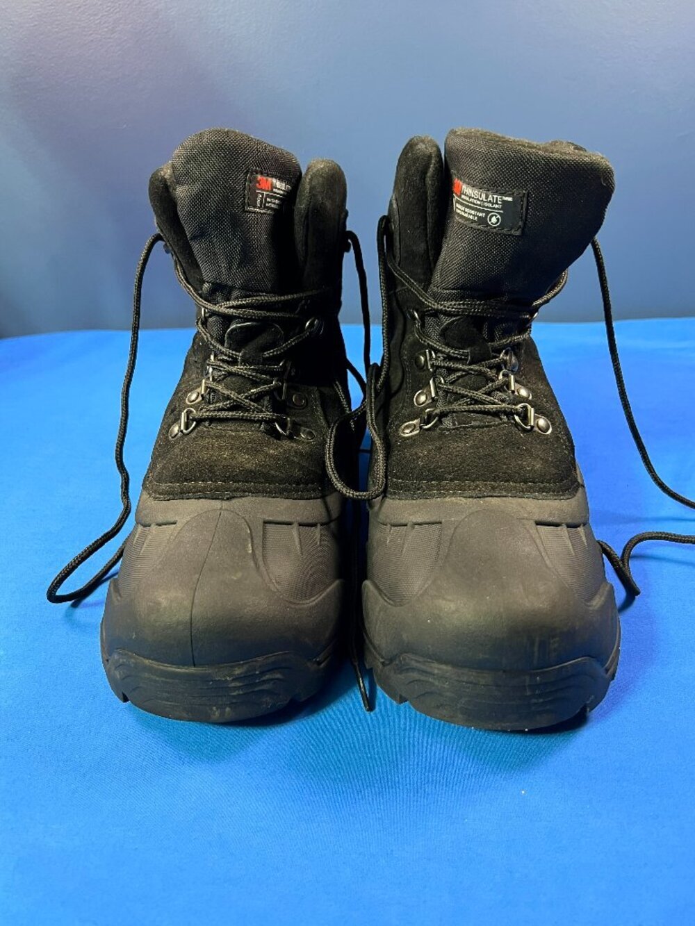 Falls Creek Blizzard Black Suede Thinsulate LaceUp Snow Winter Boots mens Sz 10